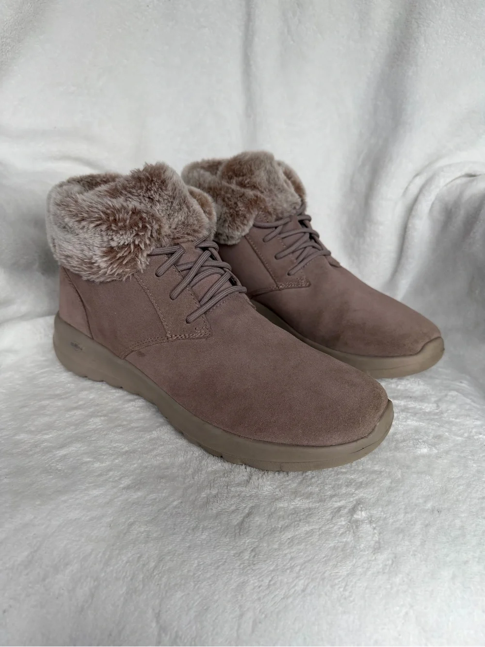 Skechers On-the-Go City 2 Winter Wishes Taupe Suede Ankle Boots 11